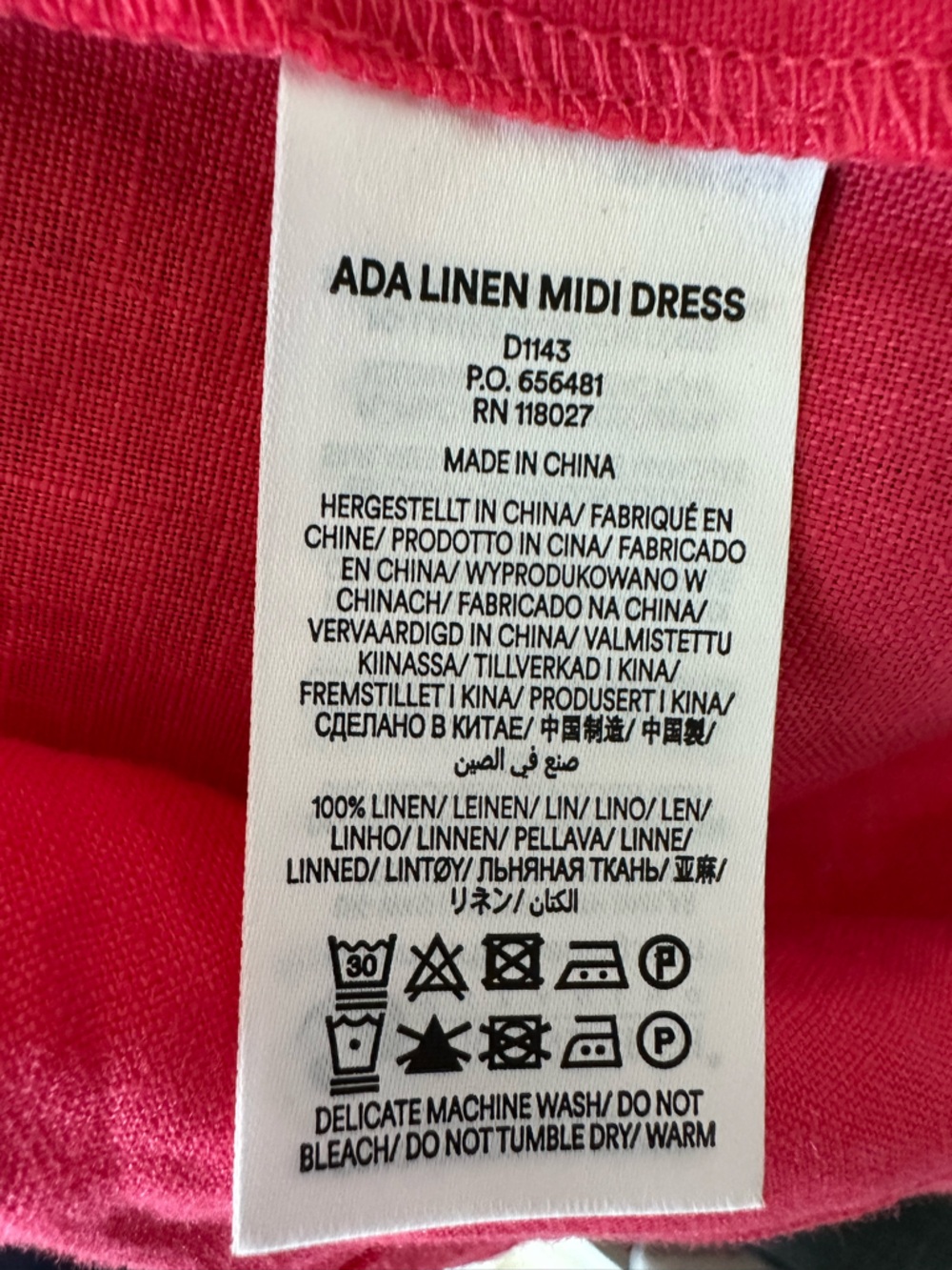 NWT Boden Ada Linen Midi Dress Pink Bright Summer Vibrant Bohemian Chic 8R - Picture 8 of 8